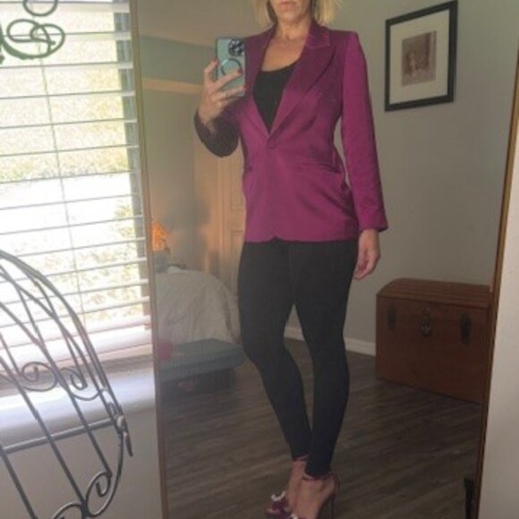 Express Size Medium Hot Pink Satin Blazer - Picture 6 of 6